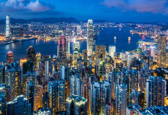Spotlight on Simon Chapman - image of Hong Kong from the sky at night