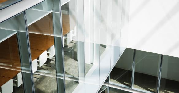 Image of inside a glass office building